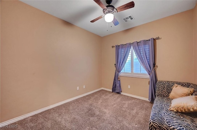 bedroom featuring ceiling fan and carpet flooring