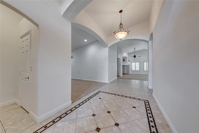 interior space featuring light tile patterned flooring