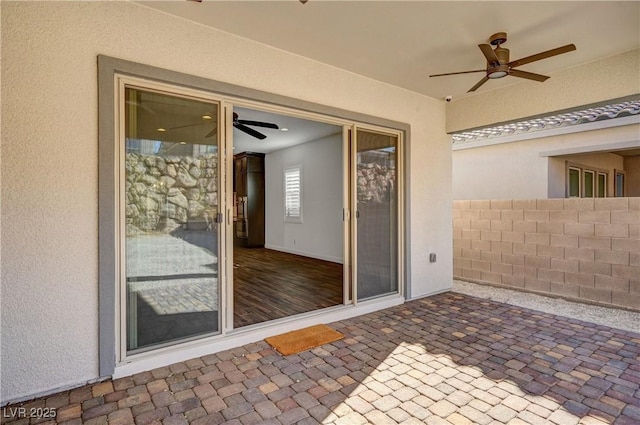 view of patio / terrace with ceiling fan