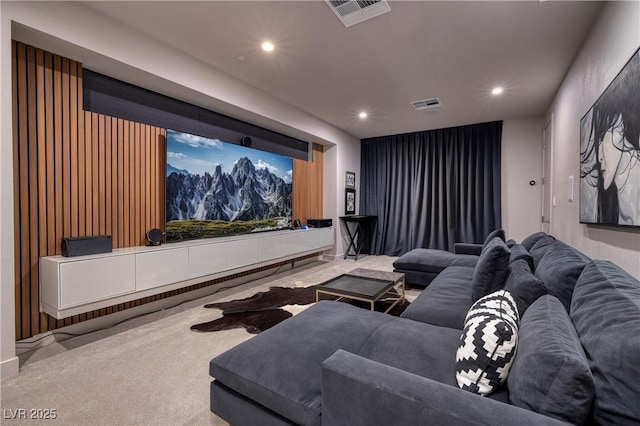 view of carpeted home theater