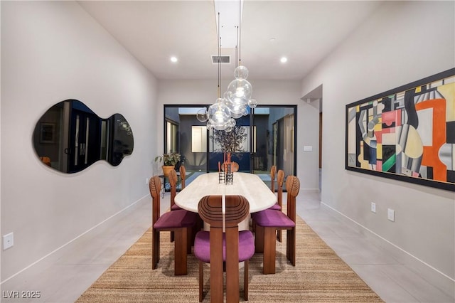 view of tiled dining room