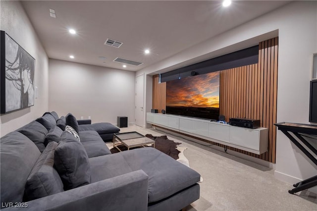 view of carpeted home theater