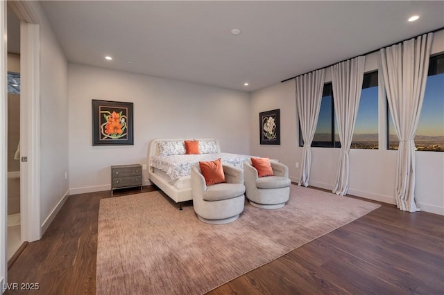 bedroom featuring dark hardwood / wood-style floors