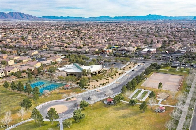 bird's eye view with a mountain view