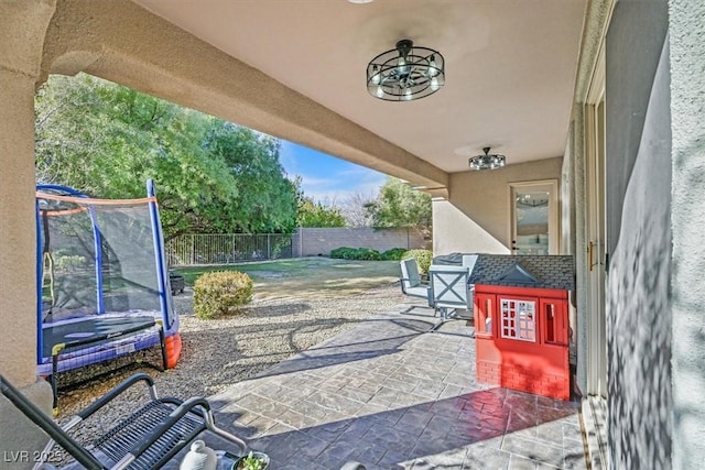 view of patio / terrace featuring a trampoline