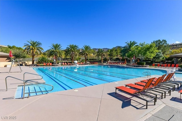 view of pool featuring a patio