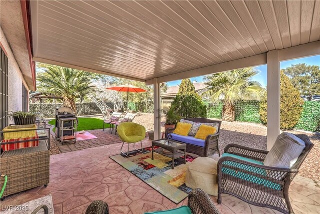 view of patio / terrace with an outdoor hangout area