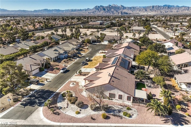 bird's eye view with a mountain view