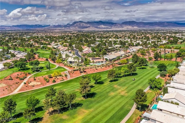 drone / aerial view with a mountain view