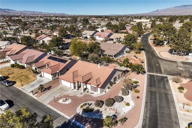 drone / aerial view with a mountain view