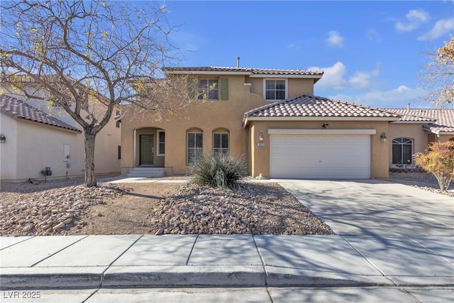 mediterranean / spanish-style house featuring a garage