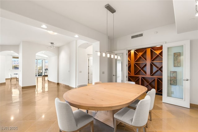 view of tiled dining area