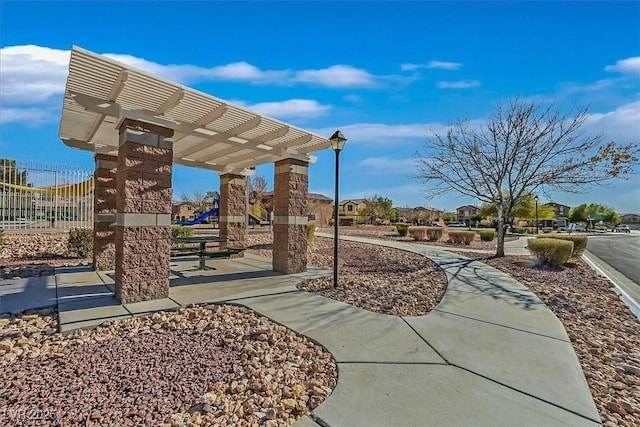 view of community with a pergola