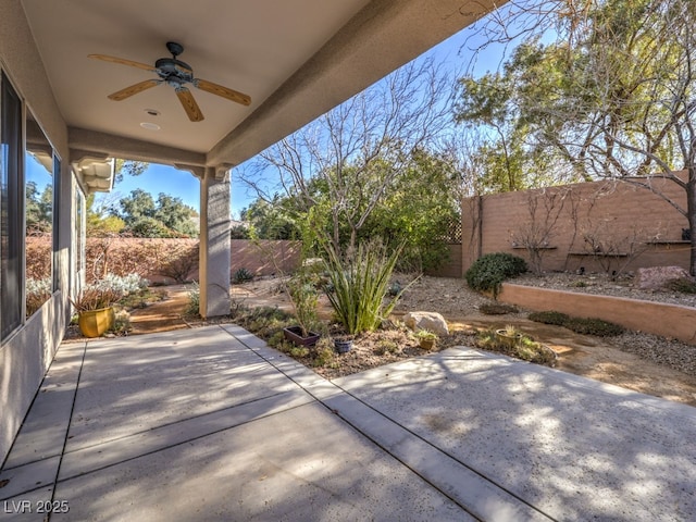 view of patio / terrace with ceiling fan