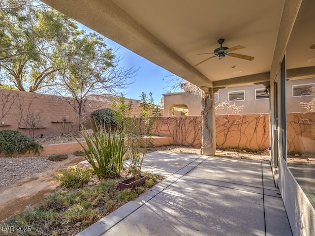 view of patio / terrace with ceiling fan