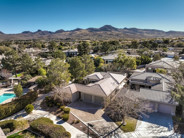 aerial view with a mountain view