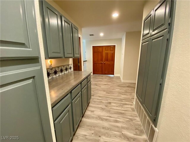 interior space with light hardwood / wood-style floors