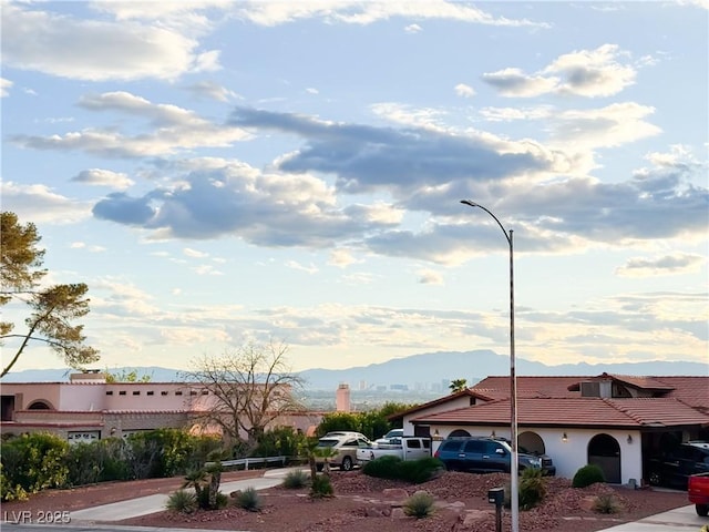 exterior space with a mountain view