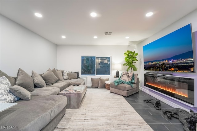 view of tiled living room