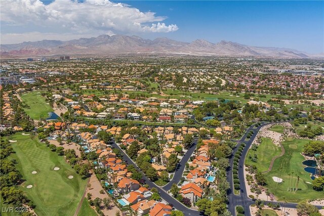 birds eye view of property with a mountain view