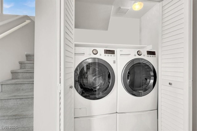 laundry area featuring washer and dryer