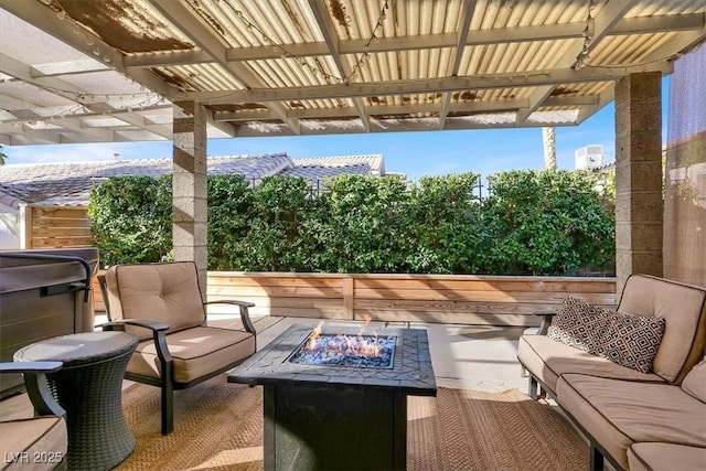 view of patio with an outdoor fire pit