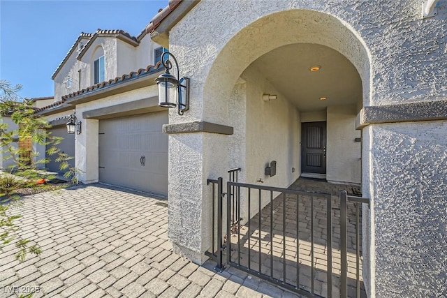 exterior space featuring a garage