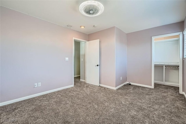 unfurnished bedroom with a closet and carpet