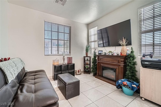 view of tiled living room