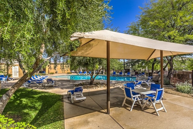 view of swimming pool with a patio area