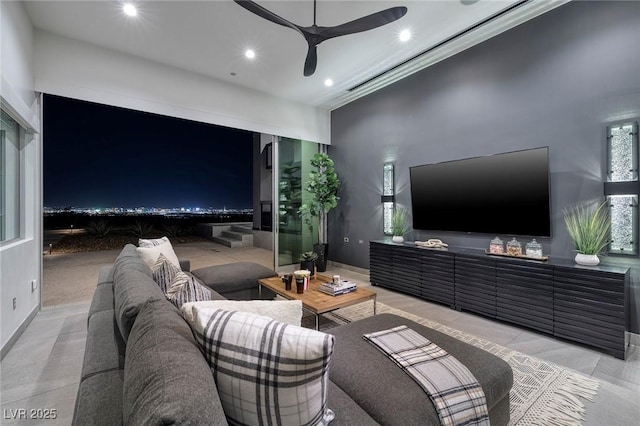 1 Boulderback Dr, Henderson, NV 89012 - living room featuring a ceiling fan, recessed lighting, and baseboards