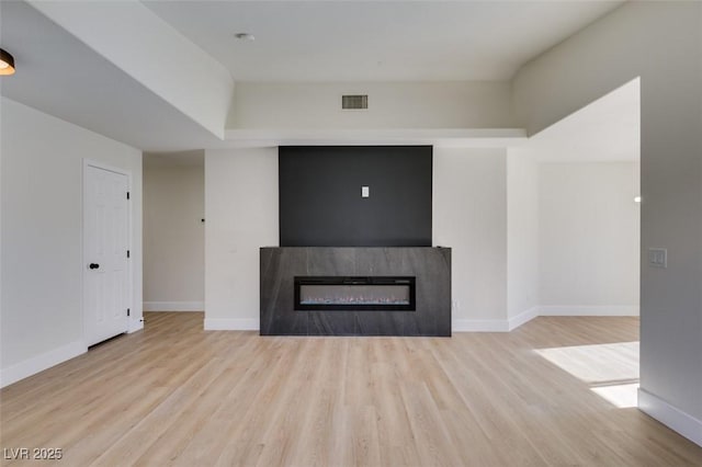 unfurnished living room featuring light hardwood / wood-style floors