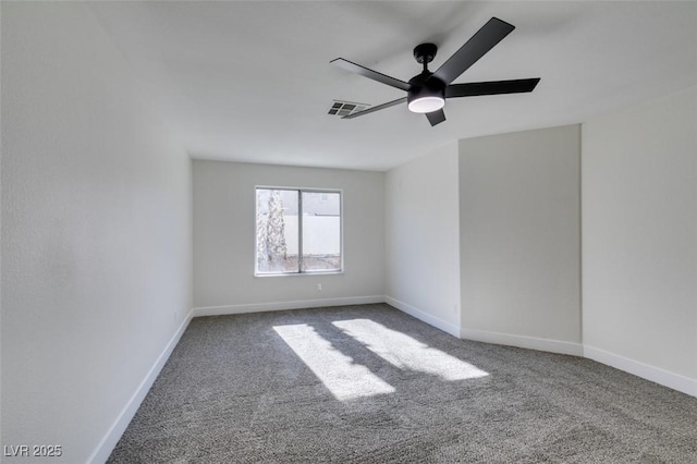 unfurnished room featuring carpet and ceiling fan