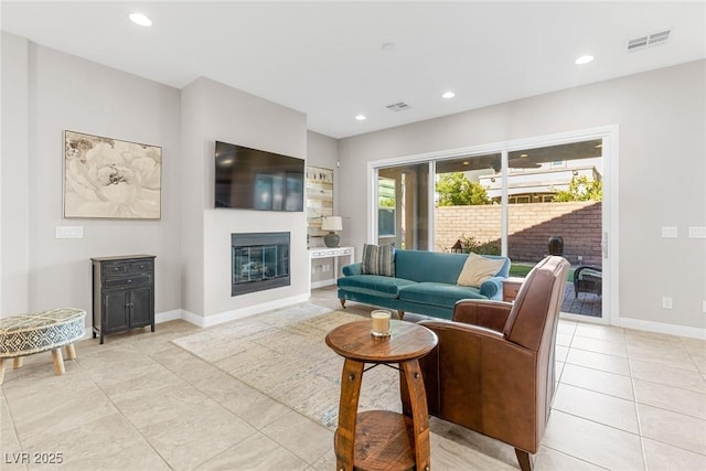 view of tiled living room