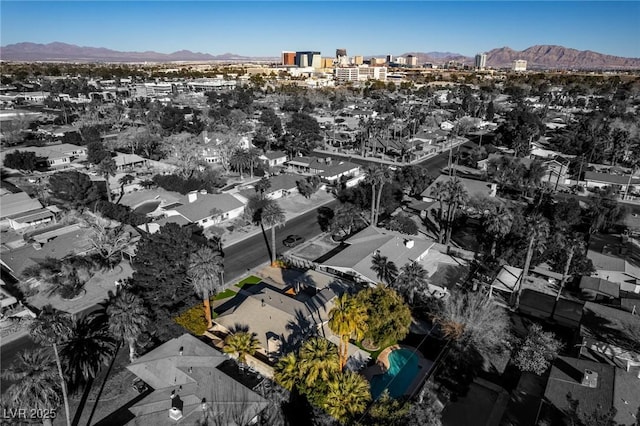 aerial view with a mountain view