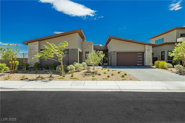 contemporary home featuring a garage