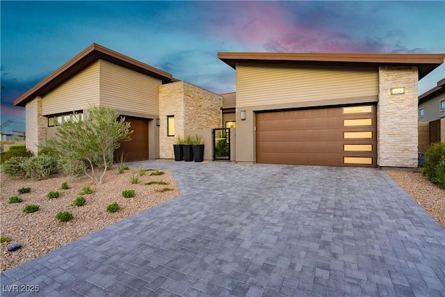 contemporary home with a garage