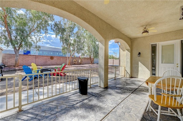 view of patio with ceiling fan