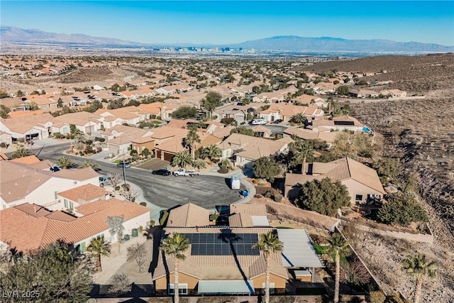 drone / aerial view featuring a mountain view