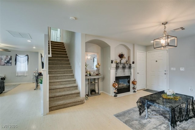 living room with light hardwood / wood-style floors