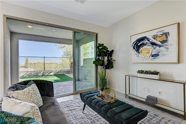 interior space featuring light tile patterned floors