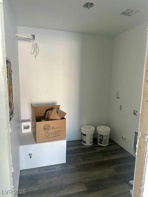 washroom with dark hardwood / wood-style floors