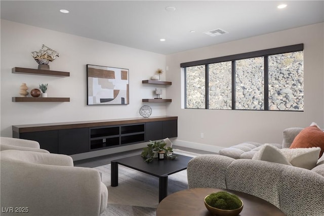 living room with wood-type flooring