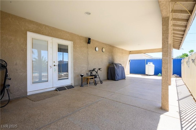 view of patio with french doors and grilling area