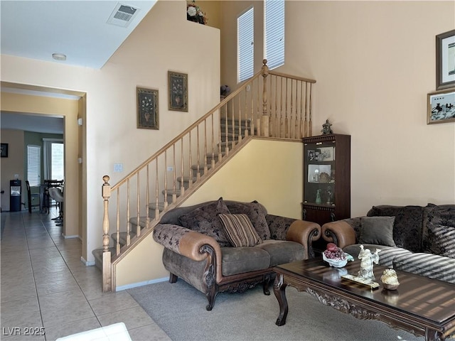 view of tiled living room