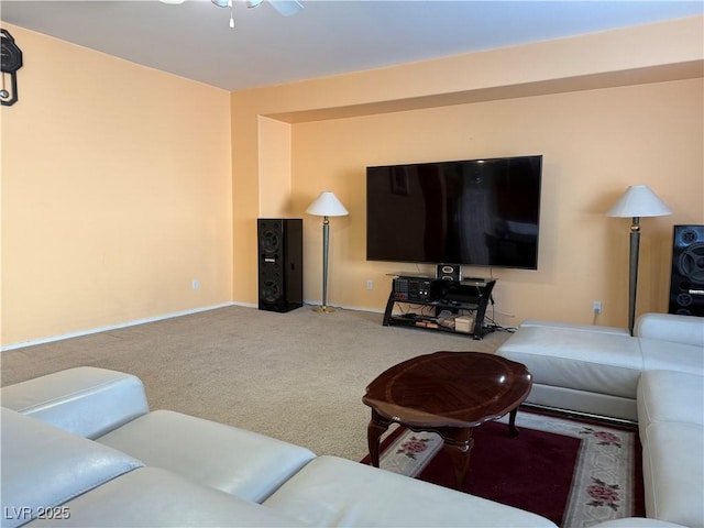 living room with carpet flooring