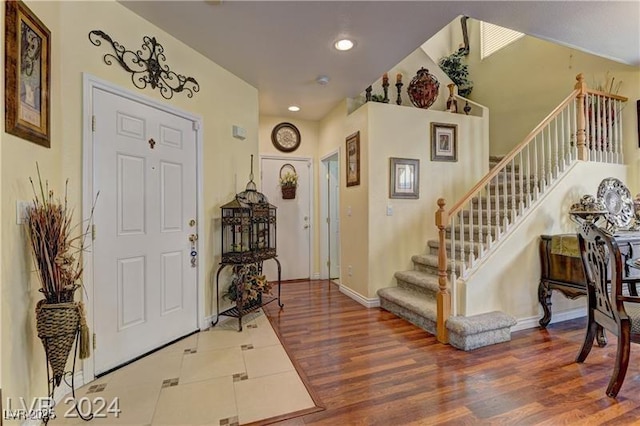 foyer with hardwood / wood-style flooring