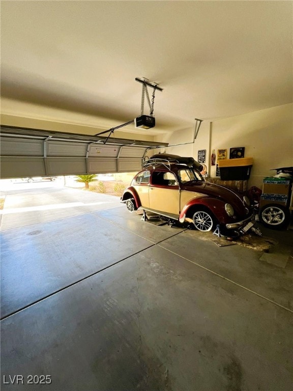 garage with a garage door opener