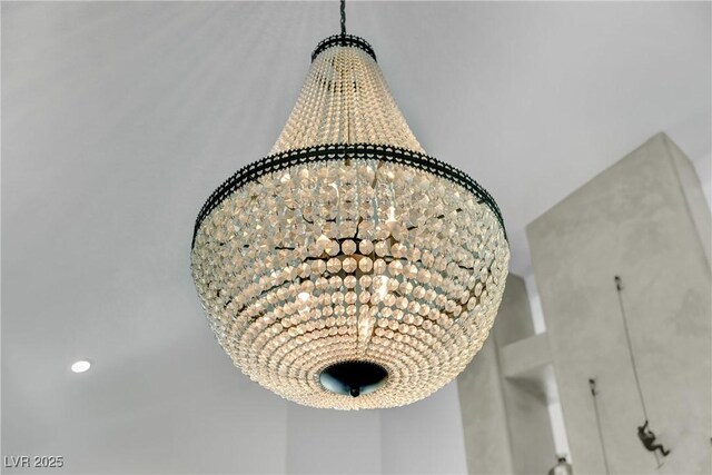 details featuring an inviting chandelier