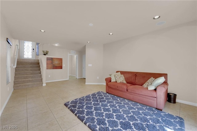 view of tiled living room